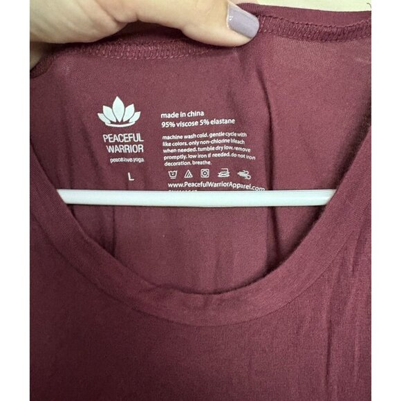 Peaceful Warrior Tank Top, Women's Size Large Cranberry Wine, Sleeveless - Picture 3 of 4